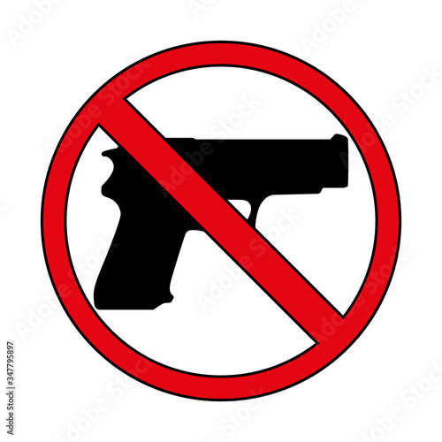 No Gun symbol with red and dark colors isolated on a white background. Vector illustrations designed any purpose and task.