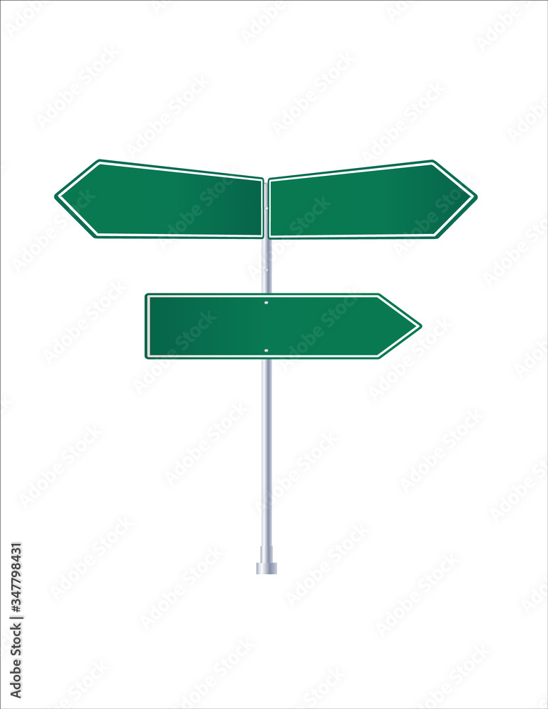 Road blank signs. Crossroads. pointing in the opposite direction to the location of navigation objects. Road blank signs. Crossroads. pointing in the opposite direction to the location of navigation objects.