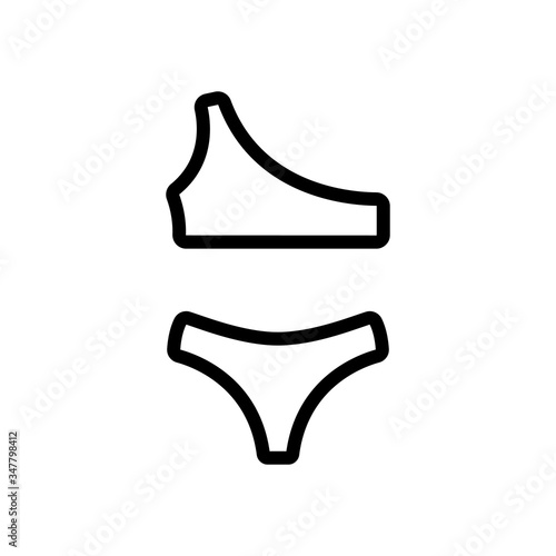 bikini with bodice on one shoulder icon vector. bikini with bodice on one shoulder sign. isolated contour symbol illustration