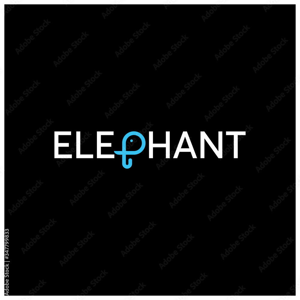 Abstract elephant vector logo design. Creative linear animal gold logotype