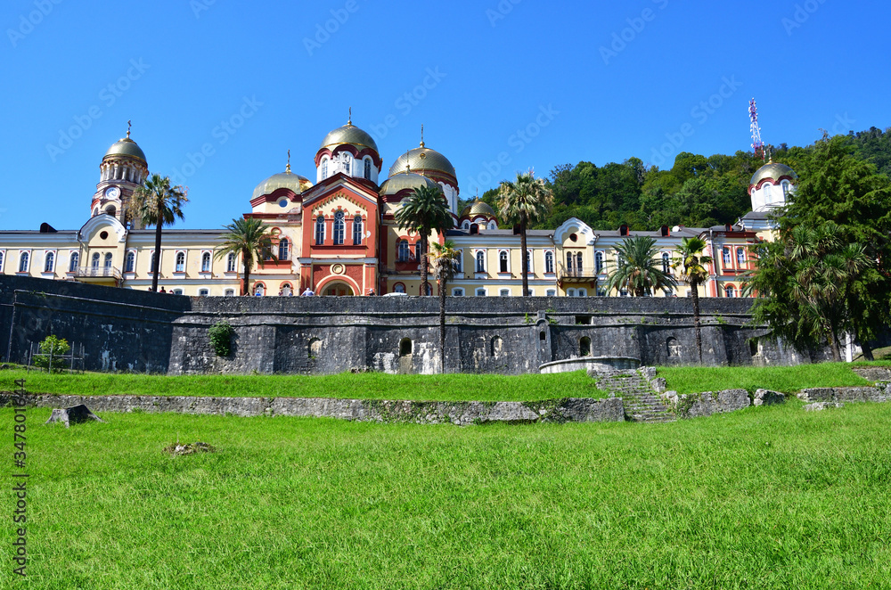  Abkhazia, Ancient New Athos monastery in Abkhazia in summer