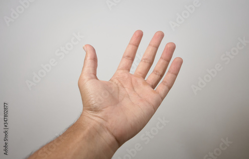 open hand on white background