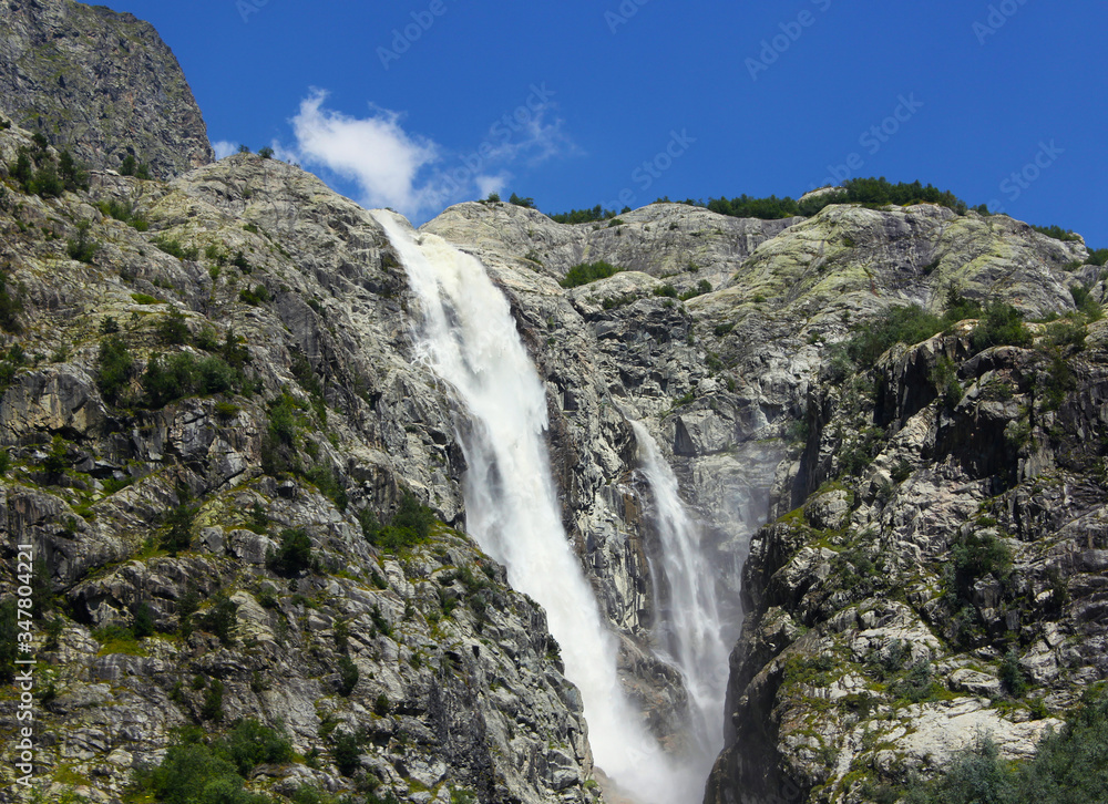 big waterfall in the mountain