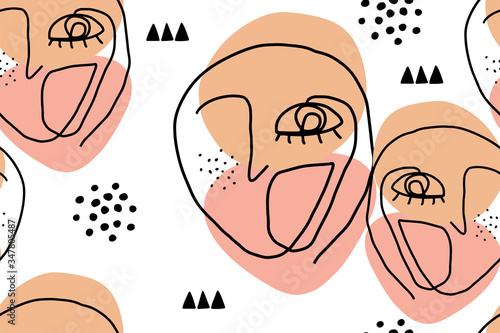 Seamless abstract pattern with face.