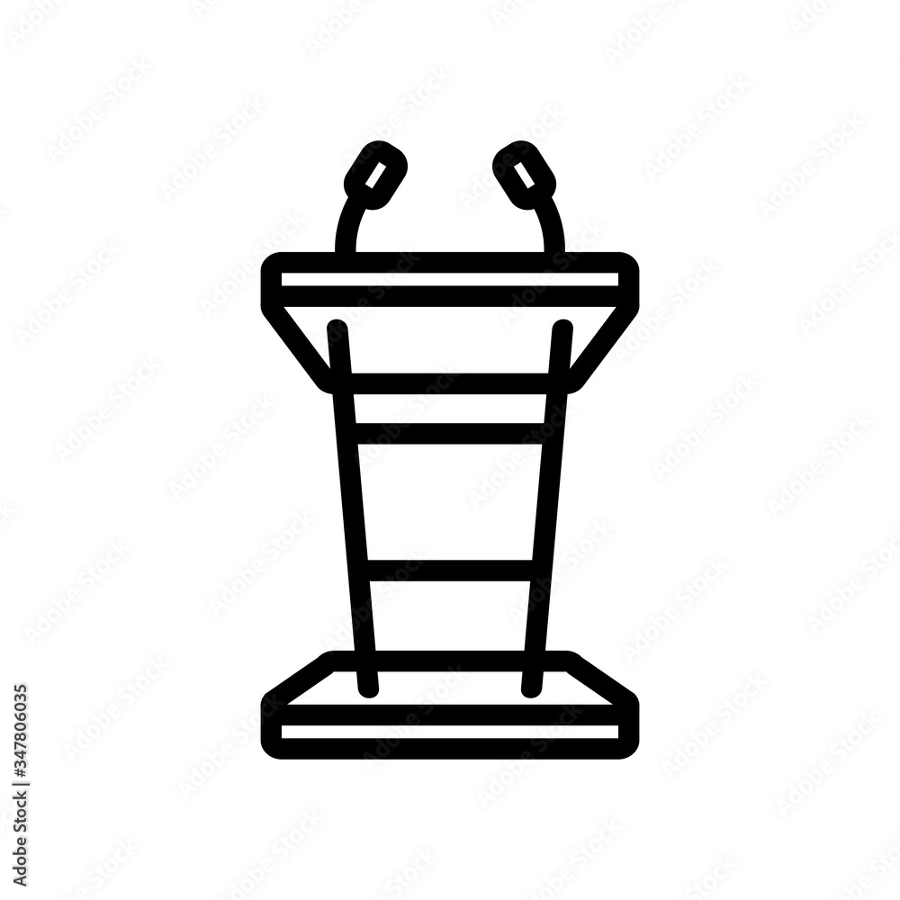 speaker podium with microphones icon vector. speaker podium with microphones sign. isolated contour symbol illustration speaker podium with microphones icon vector. speaker podium with microphones sign. isolated contour symbol illustration