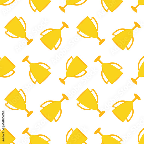 Golden trophy, prize, reward vector seamless pattern background.