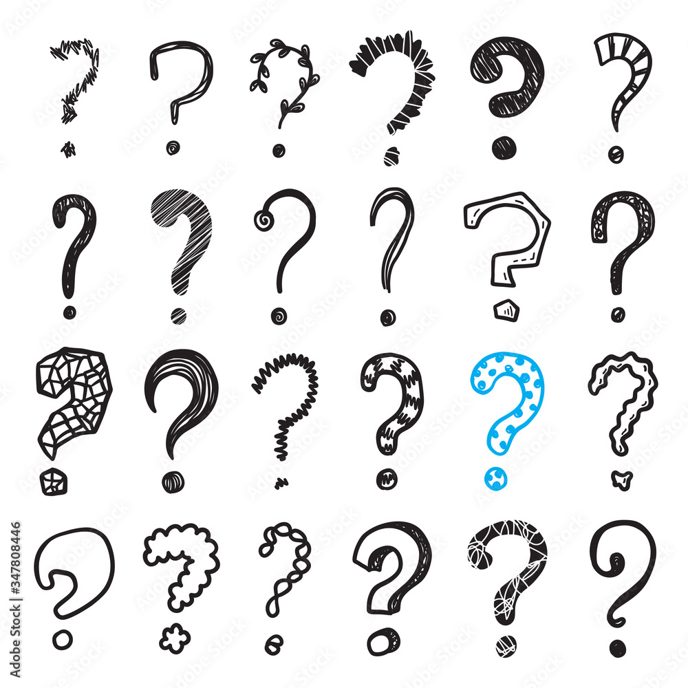 Hand drawn doodle questions marks vector set. Hand drawn doodle questions marks vector set.