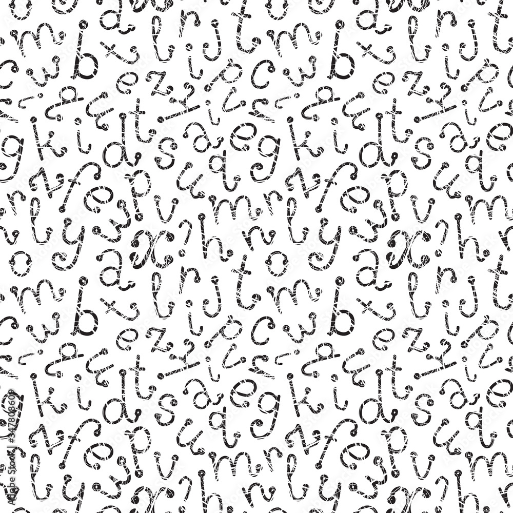 Vector seamless pattern with funny hand drawn letters. Vector seamless pattern with funny hand drawn letters.