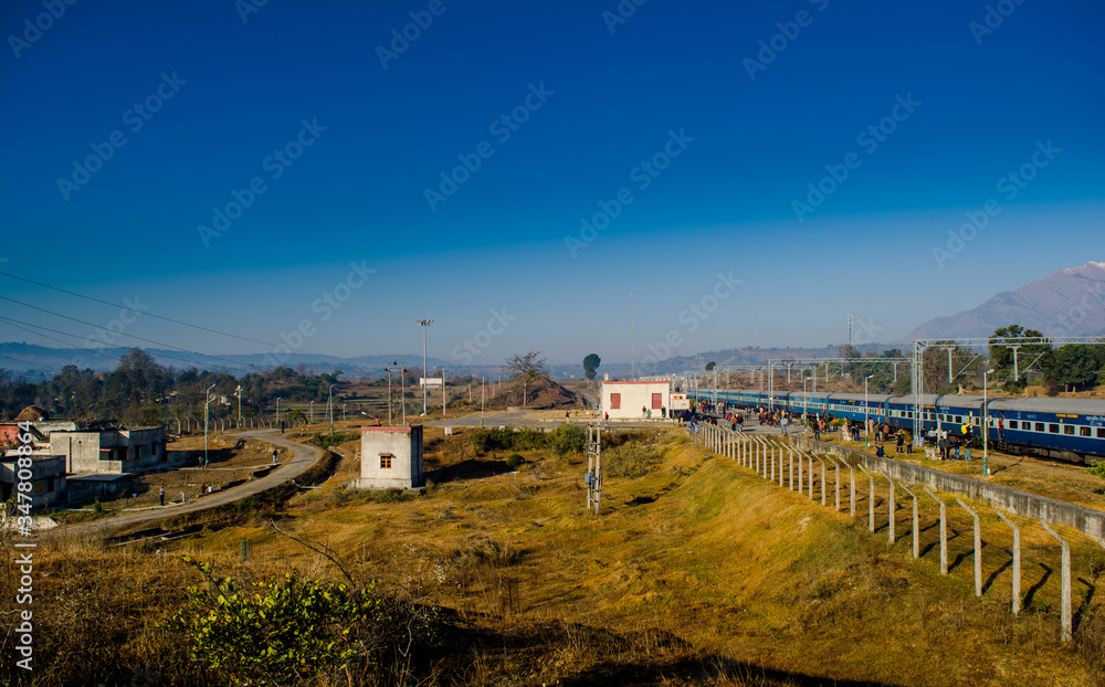 Train reaching at beautiful and clean katra railway station of Jammu, railway track
Train reaching at beautiful and clean katra railway station of Jammu, railway track