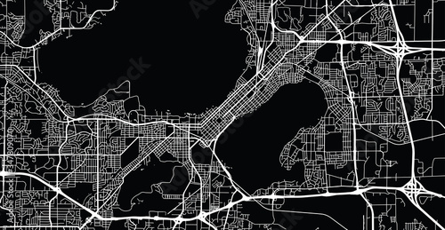Urban vector city map of Madison, USA. Wisconsin state capital