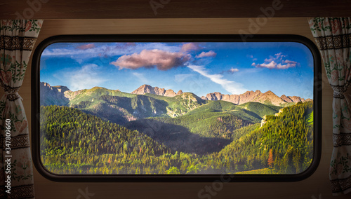Tatras in Poland at sunset,...