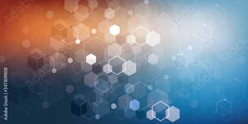 Technology background with hexagons. Molecular structure and chemical compounds