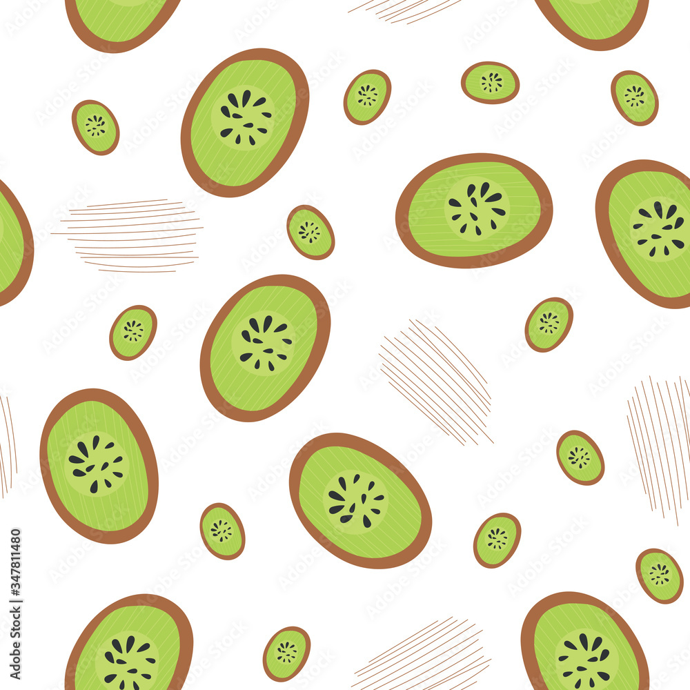 Seamless pattern with pieces of kiwi. Vector illustration. Seamless pattern with pieces of kiwi. Vector illustration.