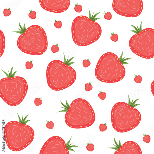 Fototapeta Naklejka Na Ścianę i Meble -  Seamless pattern with pieces of strawberries. Vector illustration.
