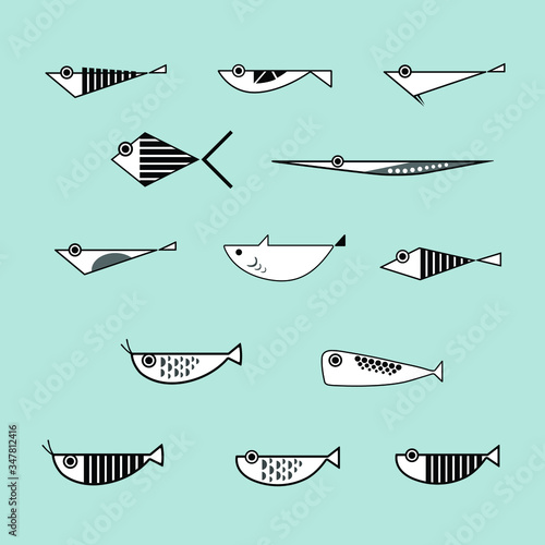 set of vector icons about fish