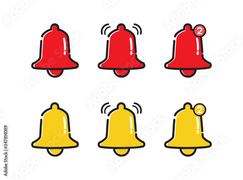 Notification bell icon. Incoming inbox message. Alarm icon. Vector illustration