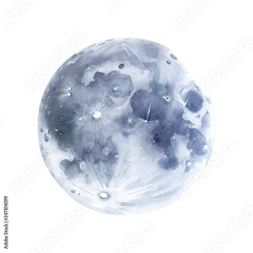 Hand drawn moon watercolor