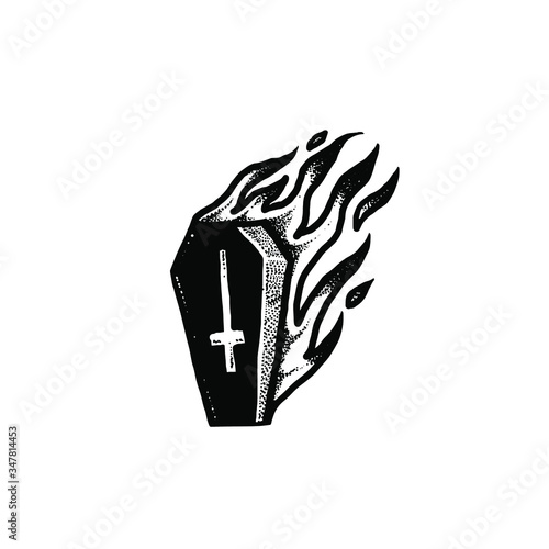 Burning coffin