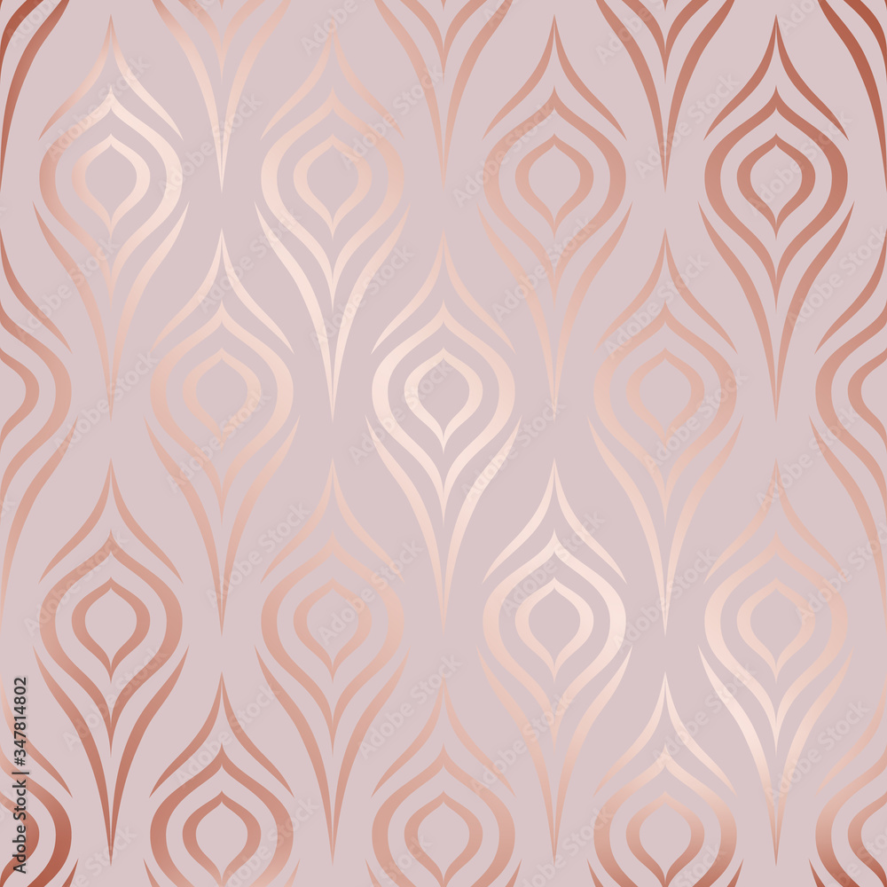 Rose gold. Vector seamless pattern. Peacock feather. Roses golden stylish floral texture. Abstract marble geometric background. Flowers design for prints. Stylized ditzy ornament. Elegant bird plumage Rose gold. Vector seamless pattern. Peacock feather. Roses golden stylish floral texture. Abstract marble geometric background. Flowers design for prints. Stylized ditzy ornament. Elegant bird plumage