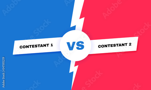 Modern versus battle background. Vs battle headline with lightning bolt. Competitions between contestants, fighters or teams. Vector illustration