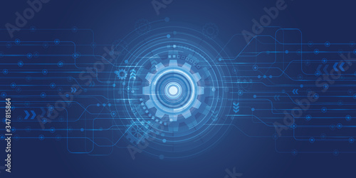 Vector illustration gear, wheel and circuit board, Hi-tech digital technology and engineering, Modern digital telecoms technology concept