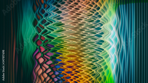 abstract illustration in the form of a grid of neon colors on a dark background, 3d render