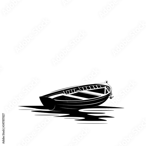 Silhouette logo design classic boat