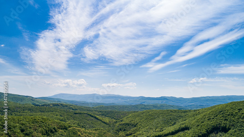 Drone photo of mountain landscape in Carpathian.