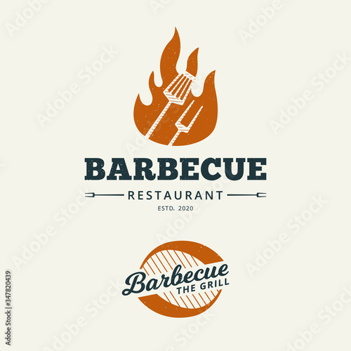 Barbecue logo template Premium Vector