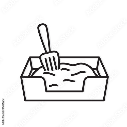 cat litter box with shovel icon - vector illustration