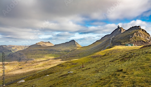 Mountain road to meteorological radar in Faroe Islands