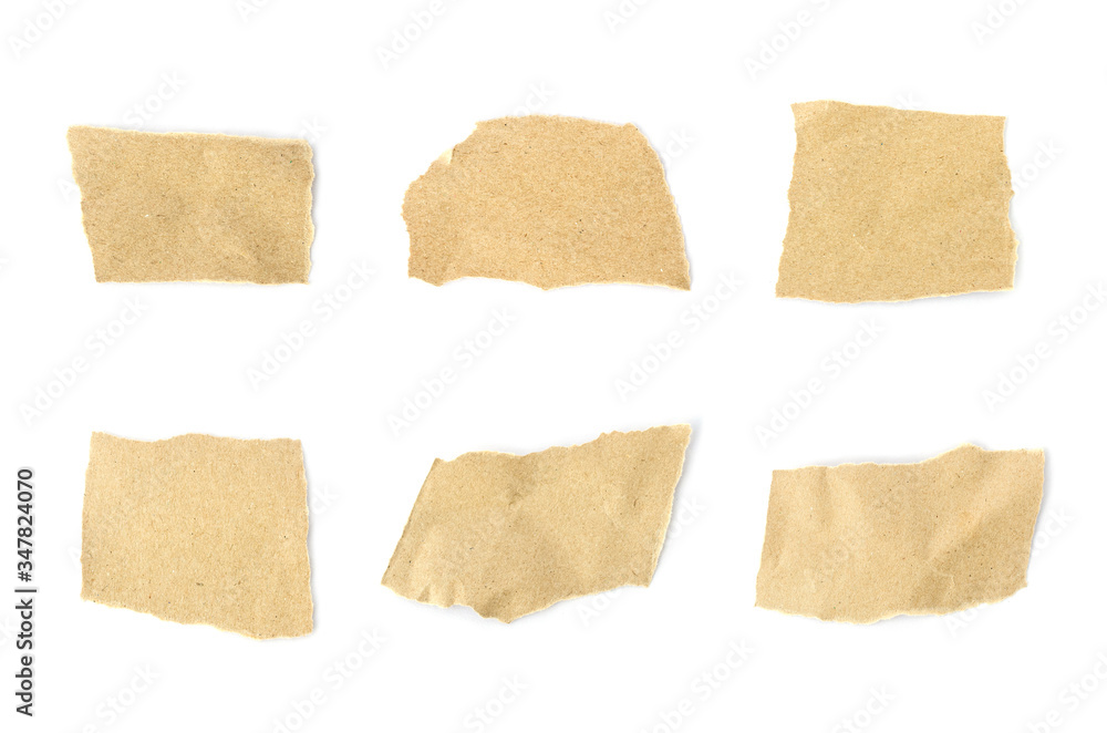 Set of Ripped and Torn Paper Stripes isolated on white background.