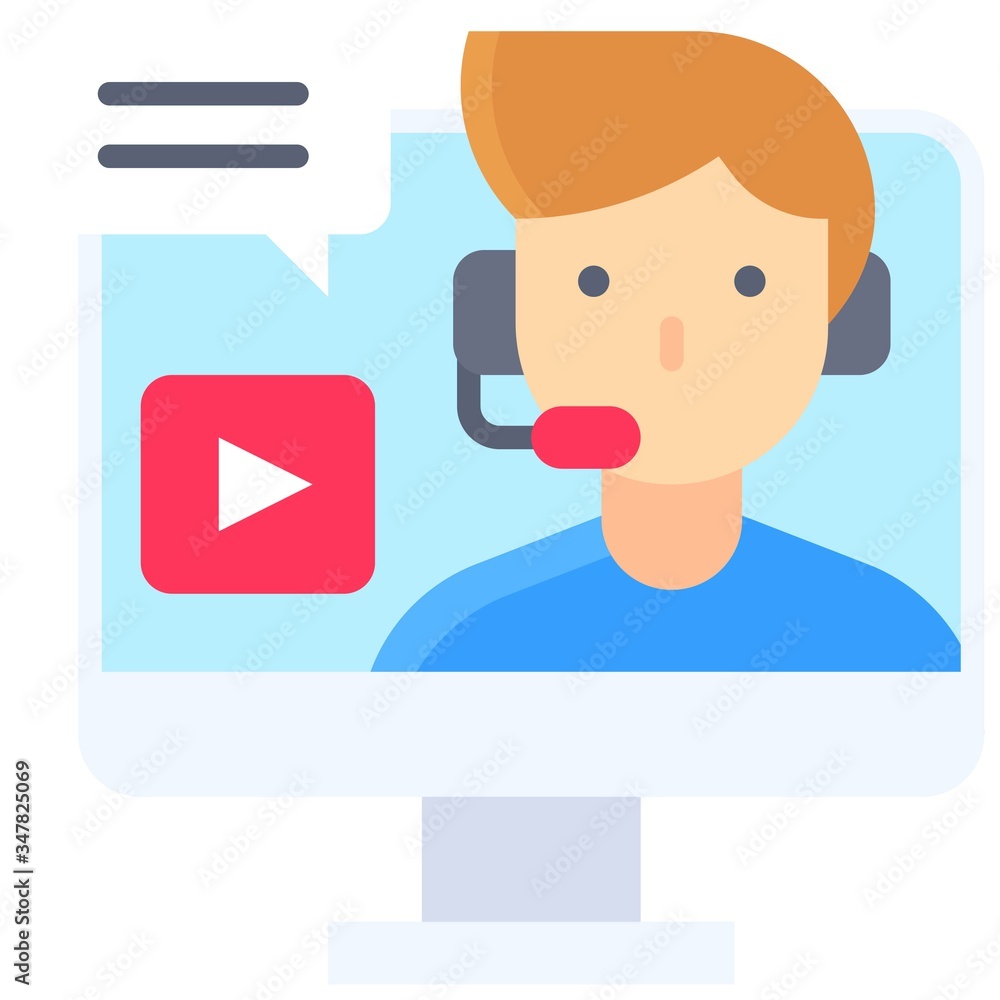 Man with headphone in monitor, video clip vector Man with headphone in monitor, video clip vector