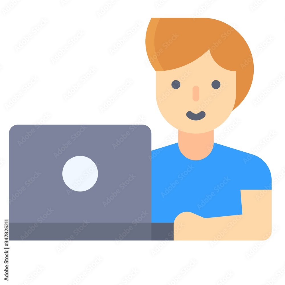 Man working on laptop, work from home related Man working on laptop, work from home related