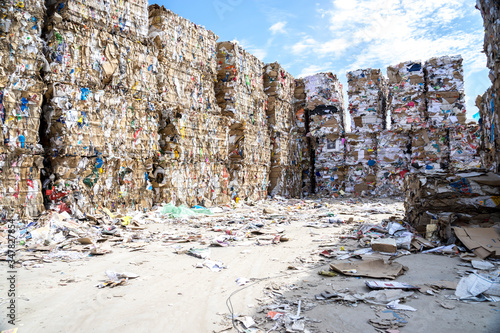 Valencia,Spain, 3,6,2017: outdoor paper and cardboard dump