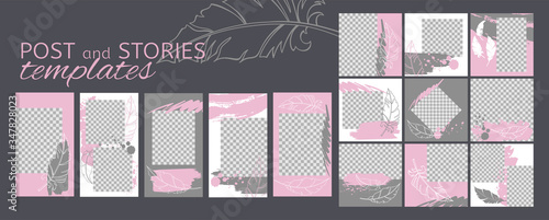 Editable layout templates for social media posts and stories, mobile apps, ba...