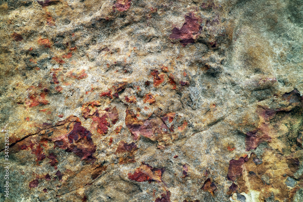 ancient heavy rust copper granite stone surface of cave for interior wallpaper