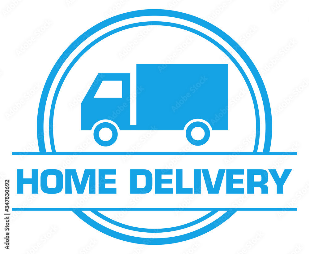 Home Delivery Blue Circular Badge Style Home Delivery Blue Circular Badge Style