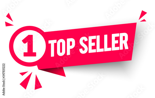 Vector Illustration Top Seller Label. Modern Web Banner With Number One Medal Icon