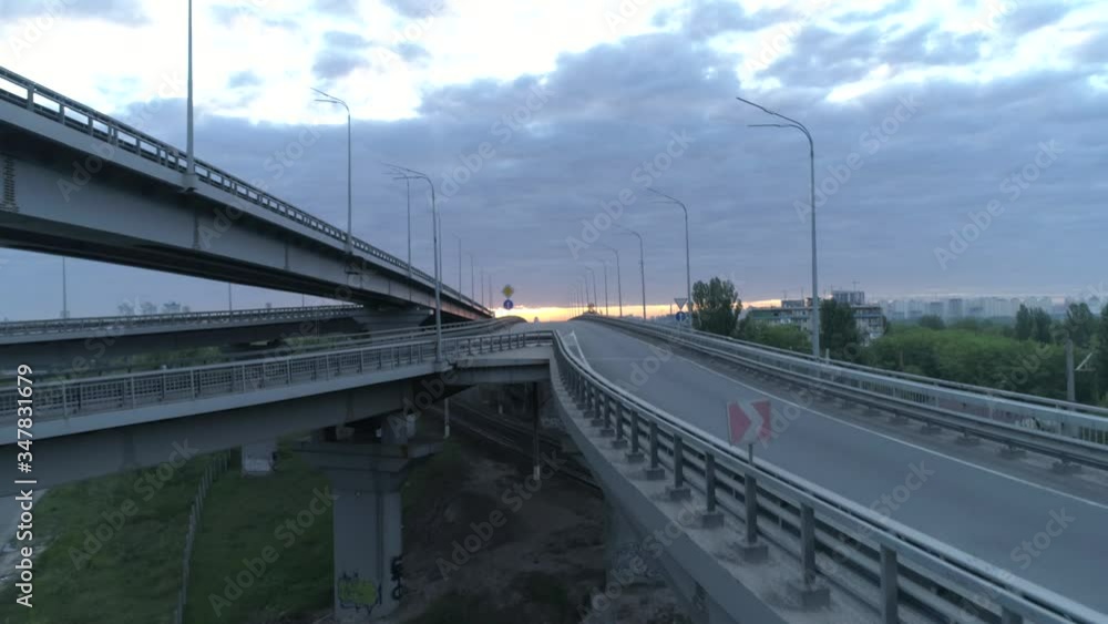 Aerial video. Cars passing overpass. Kiev | Kyiv, Ukraine. Aerial video. Cars passing overpass. Kiev | Kyiv, Ukraine.