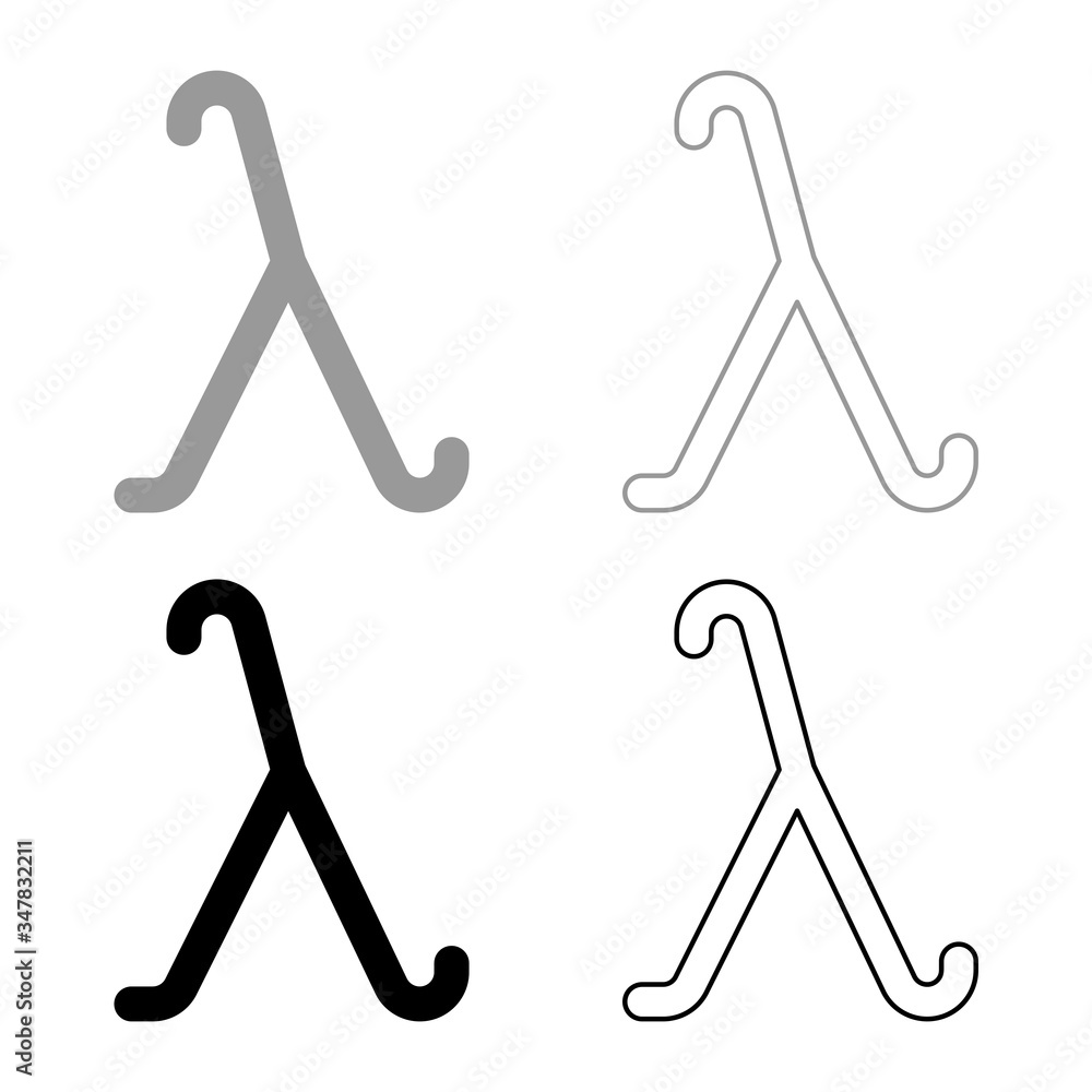 Lambda greek symbol small letter lowercase font icon outline set black grey color vector illustration flat style image Lambda greek symbol small letter lowercase font icon outline set black grey color vector illustration flat style image