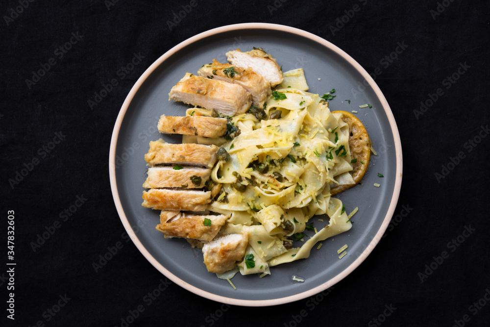 Italian lemon chicken piccata creamy pappardelle Italian lemon chicken piccata creamy pappardelle
