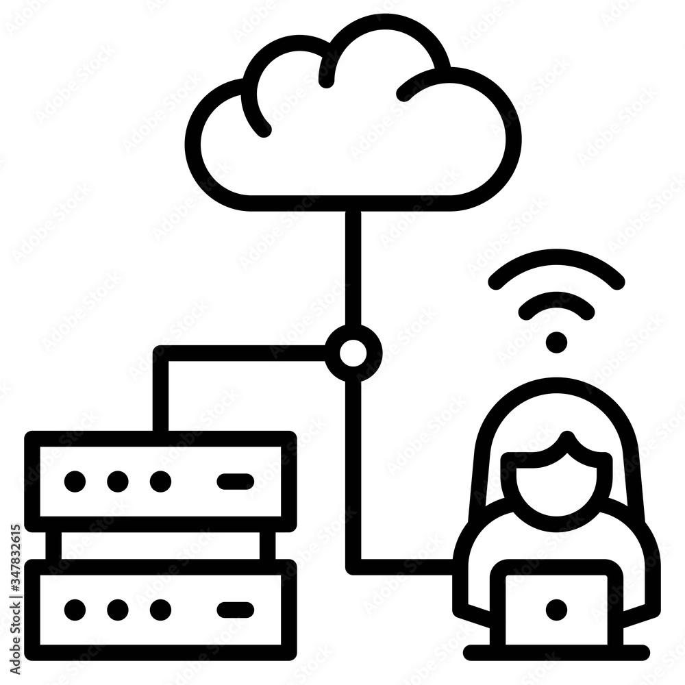 Work from home, cloud server and worker Work from home, cloud server and worker