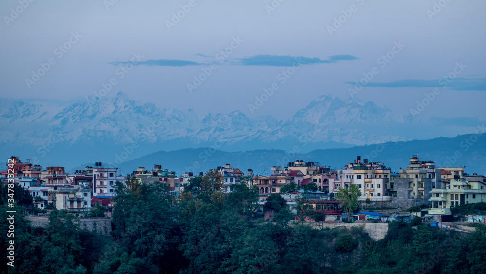 Kathmandu City and the Himalaya Mountains Kathmandu City and the Himalaya Mountains