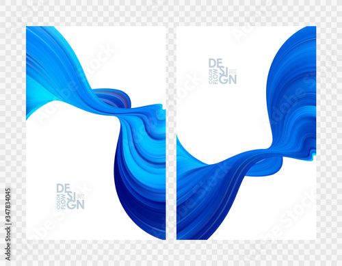Set of abstract blue color flow backgrounds. Modern design.