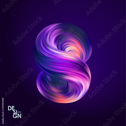 Vector Abstract 3d colorful twisted shape of fluid.