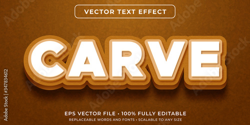Editable text effect - wood carving style