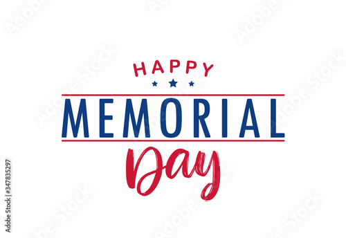 Type lettering composition of Happy Memorial Day with stars on white background