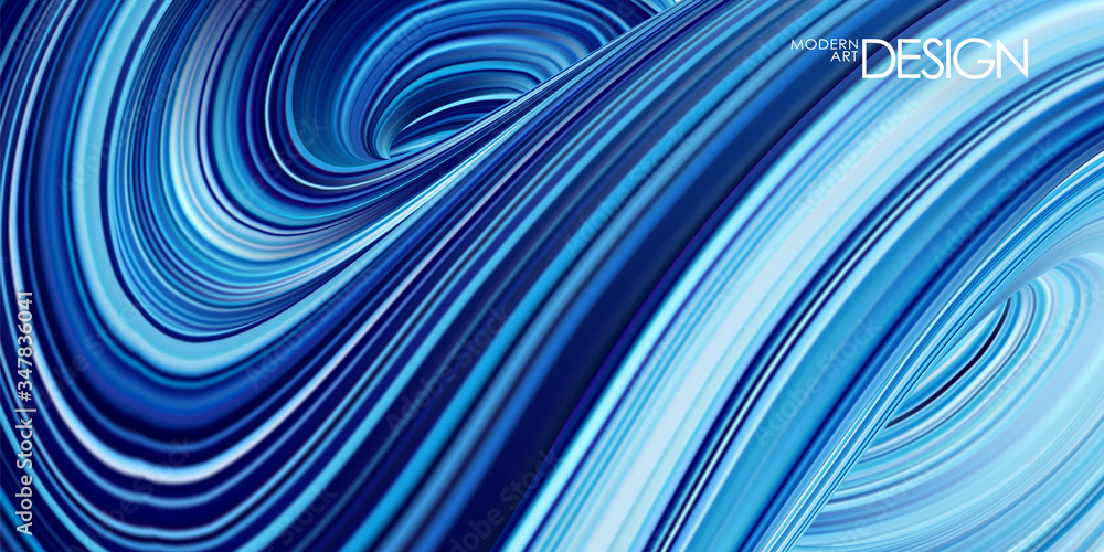Blue colored abstract twisted wavy liquid background. Trendy design