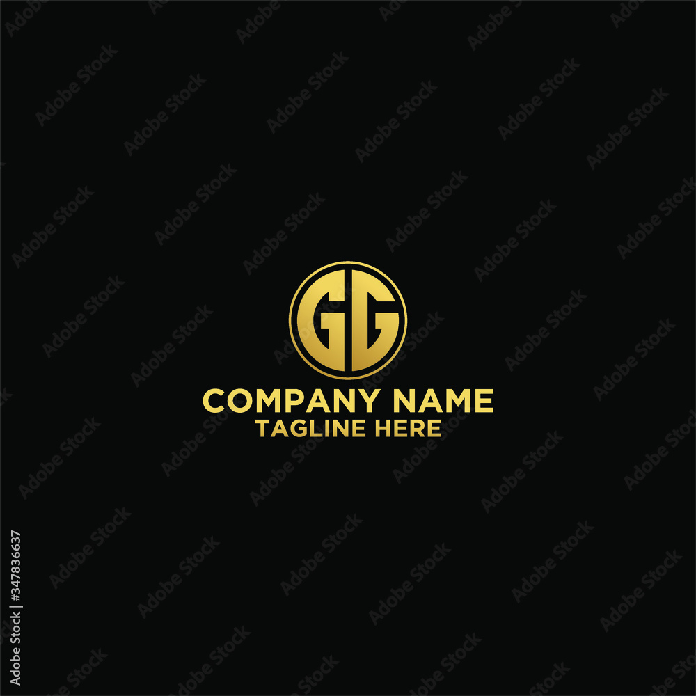 Initial Gold letter GG Logo Design with black Background Vector Illustration Template Premium
